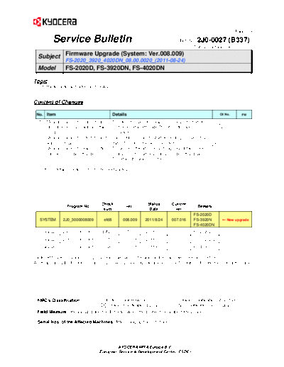 Kyocera SB-2J0-0027-B337  Kyocera Printer FS-2020-3920-4020 SERVICEBULLETINS SB-2J0-0027-B337.pdf