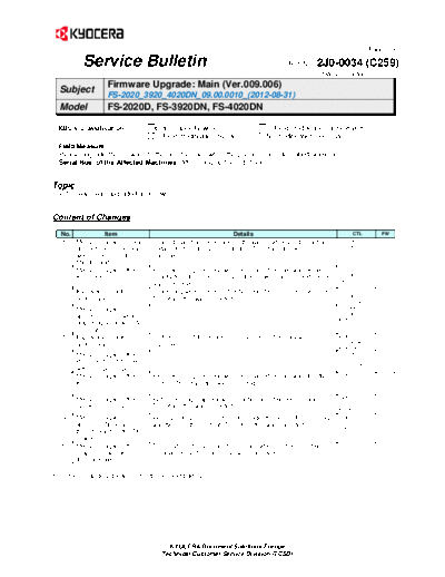 Kyocera SB-2J0-0034-C259  Kyocera Printer FS-2020-3920-4020 SERVICEBULLETINS SB-2J0-0034-C259.pdf