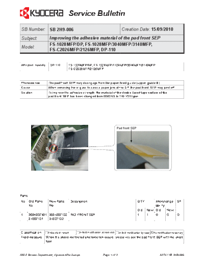 Kyocera 2H9-006  Kyocera Printer FS-3040-3140MFP SERVICEBULLETIN 2H9-006.pdf