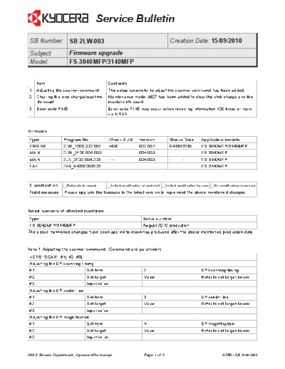 Kyocera 2LW-003  Kyocera Printer FS-3040-3140MFP SERVICEBULLETIN 2LW-003.pdf