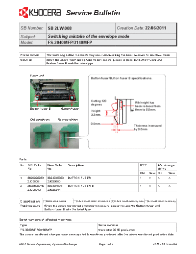 Kyocera 2LW-008  Kyocera Printer FS-3040-3140MFP SERVICEBULLETIN 2LW-008.pdf