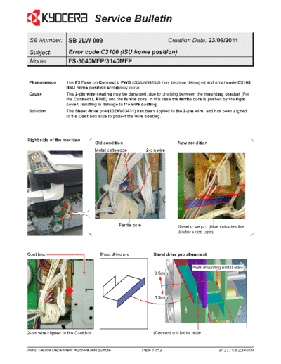 Kyocera 2LW-009 Error C3100  Kyocera Printer FS-3040-3140MFP SERVICEBULLETIN 2LW-009 Error C3100.pdf