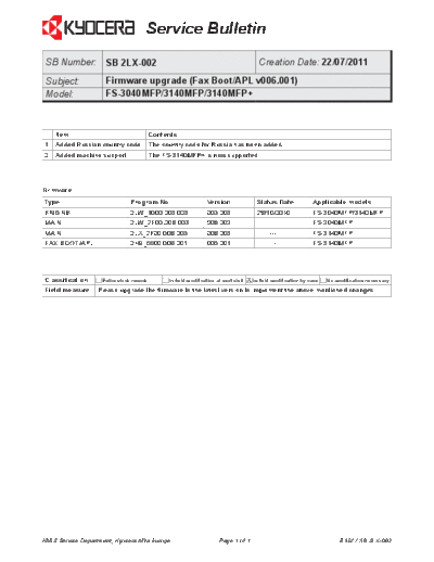 Kyocera 2LX-002  Kyocera Printer FS-3040-3140MFP SERVICEBULLETIN 2LX-002.pdf