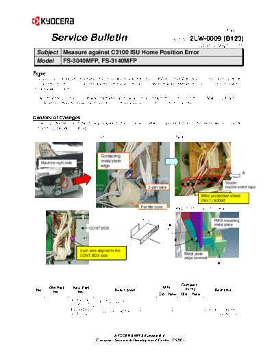 Kyocera SB-2LW-0009-B123  Kyocera Printer FS-3040-3140MFP SERVICEBULLETIN SB-2LW-0009-B123.pdf