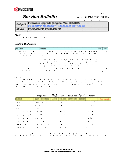 Kyocera SB-2LW-0012-B410  Kyocera Printer FS-3040-3140MFP SERVICEBULLETIN SB-2LW-0012-B410.pdf