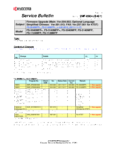 Kyocera SB-2MF-0004-B461  Kyocera Printer FS-3040-3140MFP SERVICEBULLETIN SB-2MF-0004-B461.pdf