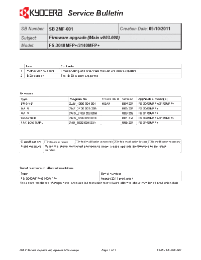 Kyocera 2MF-001  Kyocera Printer FS-3040P_3140P SERVICEBULLETIN 2MF-001.pdf