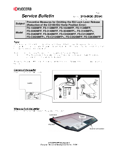 Kyocera SB-2H9-0030-B364  Kyocera Printer FS-3040P_3140P SERVICEBULLETIN SB-2H9-0030-B364.pdf