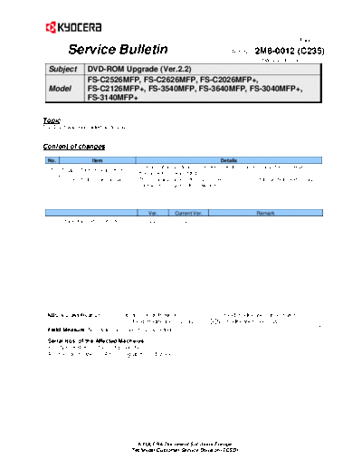 Kyocera SB-2M8-0012-C235  Kyocera Printer FS-3040P_3140P SERVICEBULLETIN SB-2M8-0012-C235.pdf