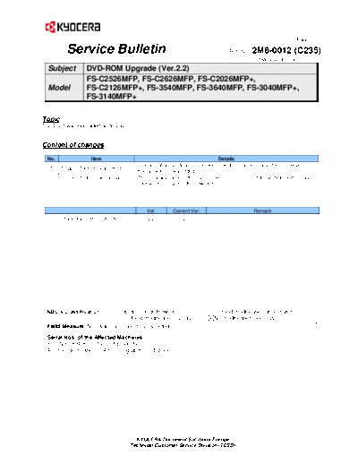 Kyocera SB-2M8-0012-C235  Kyocera Printer FS-3540_3640MFP SERVICEBULLETIN SB-2M8-0012-C235.pdf