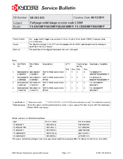 Kyocera 2K3-013  Kyocera Printer FS-6025-6030MFP SERVICEBULLETINS 2K3-013.pdf