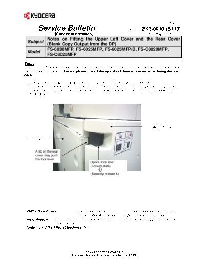 Kyocera SB-2K3-0010-B119  Kyocera Printer FS-6025-6030MFP SERVICEBULLETINS SB-2K3-0010-B119.pdf