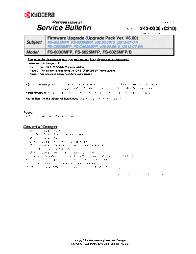 Kyocera SB-2K3-0036-C210 2  Kyocera Printer FS-6025-6030MFP SERVICEBULLETINS SB-2K3-0036-C210_2.pdf