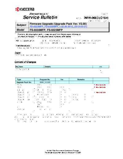 Kyocera SB-2MW-0003-C164 1  Kyocera Printer FS-6025-6030MFP SERVICEBULLETINS SB-2MW-0003-C164_1.pdf