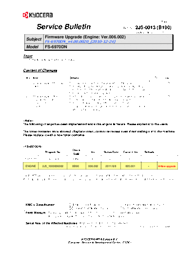Kyocera SB-2J5-0013-B190  Kyocera Printer FS-6970 ServiceBulletins SB-2J5-0013-B190.pdf