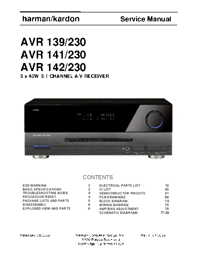 Harman Kardon AVR-139 & 141 & 142 Rev 0  Harman Kardon AVR AVR-139 & 141 & 142 AVR-139 & 141 & 142 Rev 0.pdf