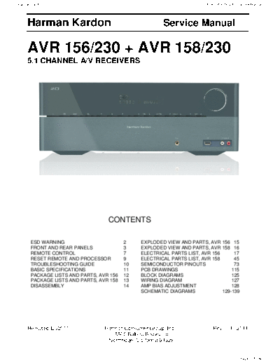 Harman Kardon AVR-156 & 158 Rev 0  Harman Kardon AVR AVR-156 & 158 AVR-156 & 158 Rev 0.pdf