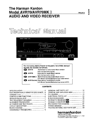 Harman Kardon AVR-70 & 70MKII  Harman Kardon AVR AVR-70 & 70MKII AVR-70 & 70MKII.pdf