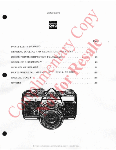 Olympus OM-2 Repair Manual  Olympus Cameras OLYMPUS_OM-2 OLYMPUS OM-2 Repair Manual.pdf