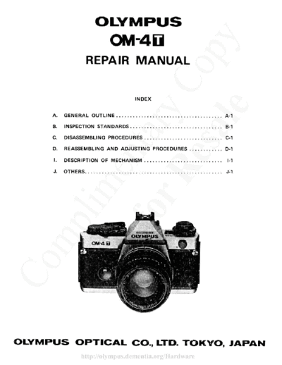 Olympus OM-4T Repair Manual  Olympus Cameras OLYMPUS_OM-4 OLYMPUS OM-4T Repair Manual.pdf