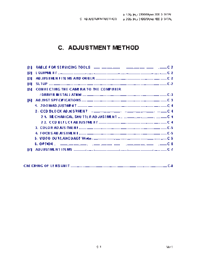 Olympus C Adjustment Method V1  Olympus Cameras OLYMPUS_Mju-300_400 Mju-300_400 Digital Repair Manual C_Adjustment Method_V1.pdf
