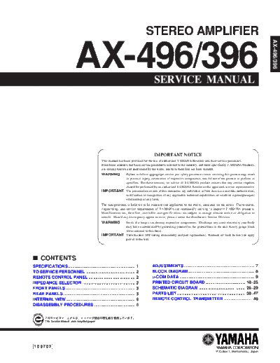 Yamaha AX-496 & 396  Yamaha AX AX-496 & 396 AX-496 & 396.PDF