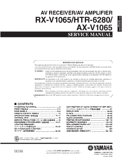 Yamaha RX-V1065 & HTR-6280  Yamaha RX RX-V1065 & HTR-6280 RX-V1065 & HTR-6280.pdf