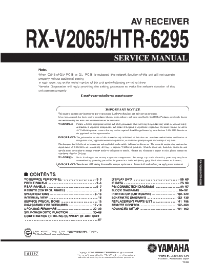 Yamaha RX-V2065 & HTR-6295  Yamaha RX RX-V2065 & HTR-6295 RX-V2065 & HTR-6295.pdf