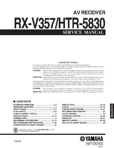 Yamaha RX-V357 & HTR-5830  Yamaha RX RX-V357 & HTR-5830 RX-V357 & HTR-5830.pdf