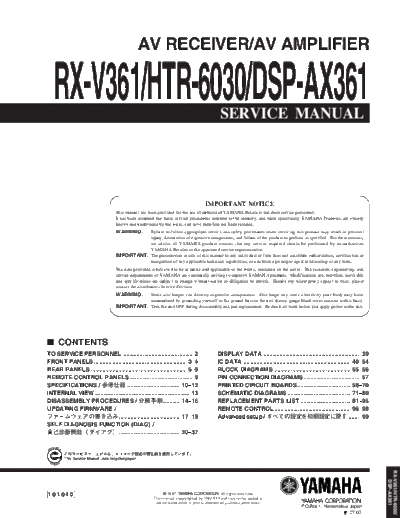 Yamaha RX-V361 & HTR-6030  Yamaha RX RX-V361 & HTR-6030 RX-V361 & HTR-6030.pdf