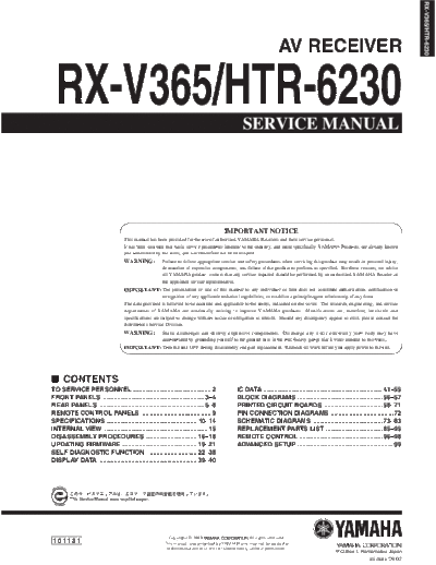 Yamaha RX-V365 & HTR-6230  Yamaha RX RX-V365 & HTR-6230 RX-V365 & HTR-6230.pdf
