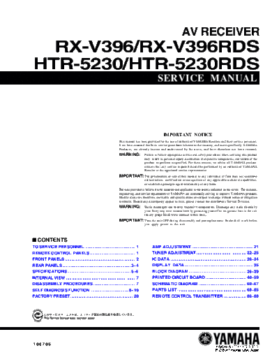 Yamaha RX-V396 & HTR-5230  Yamaha RX RX-V396 & HTR-5230 RX-V396 & HTR-5230.PDF