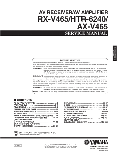 Yamaha RX-V465 & HTR-6240  Yamaha RX RX-V465 & HTR-6240 RX-V465 & HTR-6240.pdf