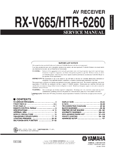 Yamaha RX-V665 & HTR-6260  Yamaha RX RX-V665 & HTR-6260 RX-V665 & HTR-6260.pdf