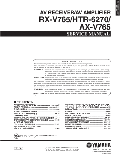 Yamaha RX-V765 & HTR-6270  Yamaha RX RX-V765 & HTR-6270 RX-V765 & HTR-6270.pdf