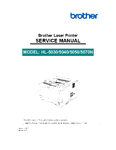 Brother HL-5030, 5040, 5050, 5070n Service Manual  Brother Printers Laser HL5030_5040_5050_5070 Brother HL-5030, 5040, 5050, 5070n Service Manual.pdf