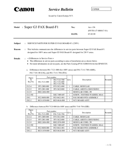 CANON acc-156  CANON Copiers GP 405 ServBull ServBullGP405 acc-156.pdf