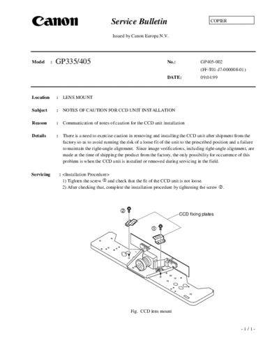 CANON gp405-002  CANON Copiers GP 405 ServBull ServBullGP405 gp405-002.pdf