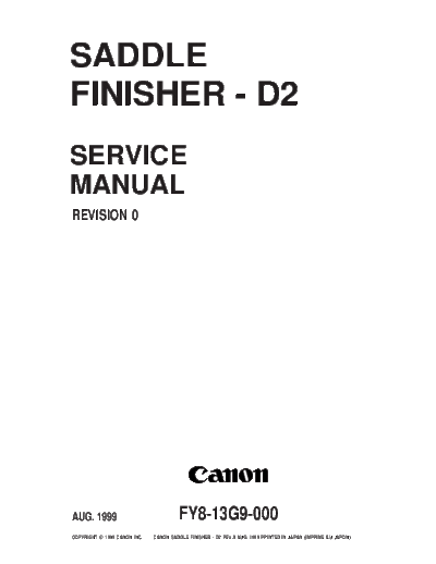 CANON saddle finisher D2  CANON Copiers GP 605 Finisher SaddleFinD2 saddle_finisher_D2.pdf
