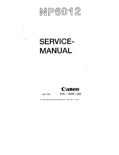 CANON NP 6012 Service Manual  CANON Copiers NP6012_6012F_6212 Canon NP 6012 Service Manual.pdf