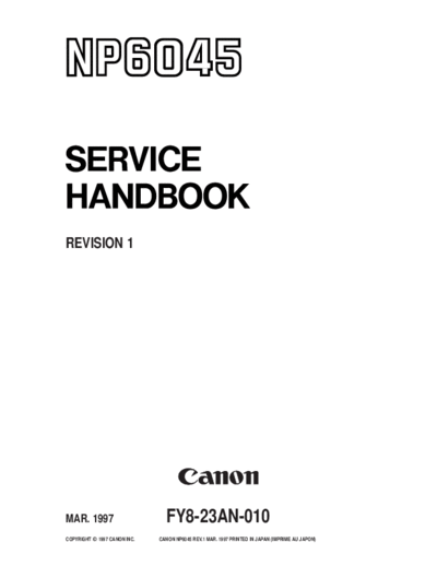CANON NP6045SH  CANON Copiers NP6045 NP6045SH.PDF
