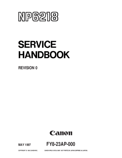 CANON NP6218SH  CANON Copiers NP6118 NP6218SH.PDF