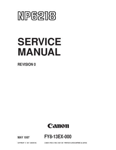 CANON NP6218SM  CANON Copiers NP6118 NP6218SM.PDF