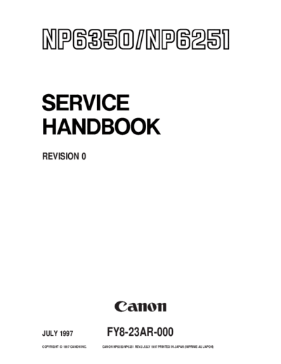 CANON NP6350SH  CANON Copiers NP6350 NP6350SH.PDF