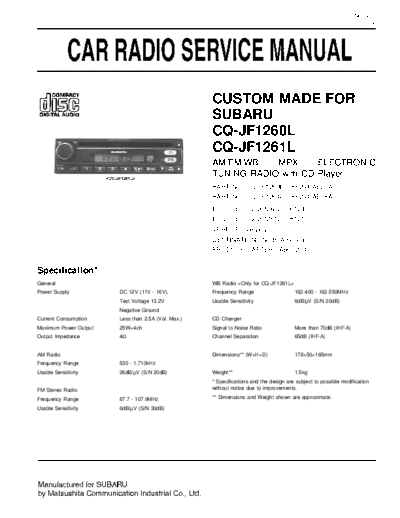 Subaru CQ-JF1260 CQ-JF1261  Subaru Car Audio CQ-JF1260_CQ-JF1261.pdf