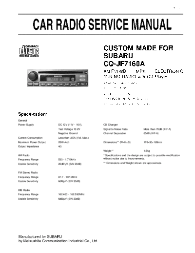 Subaru CQ-JF7160  Subaru Car Audio CQ-JF7160.pdf