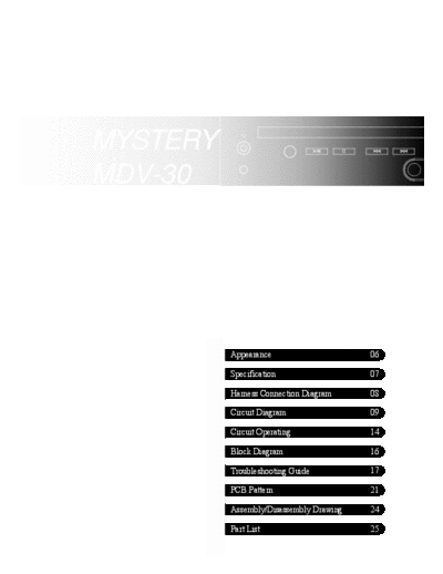 MYSTERY MDV-30 Service Manual  . Rare and Ancient Equipment MYSTERY Car Audio Mystery MDV-30 MDV-30 Service Manual.pdf