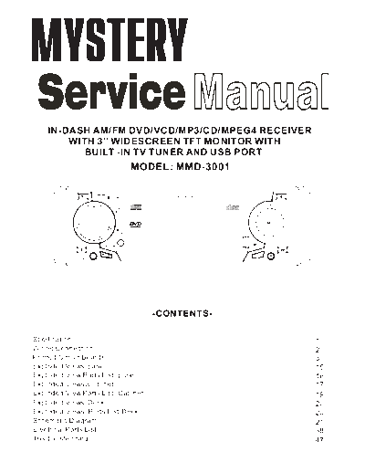MYSTERY JS00429 service manual P1-18  . Rare and Ancient Equipment MYSTERY Car Audio Mystery MMD-3001 JS00429 service manual P1-18.pdf