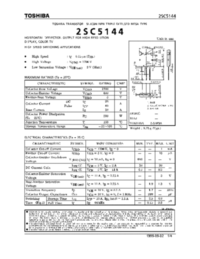 Rolsen 2SC5144  . Rare and Ancient Equipment Rolsen Projection TV   2SC5144.pdf