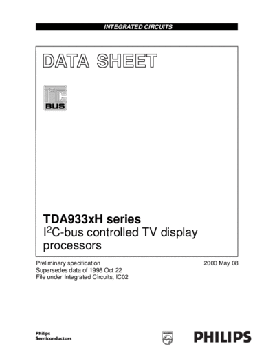 Rolsen TDA9332H  . Rare and Ancient Equipment Rolsen Projection TV   TDA9332H.pdf